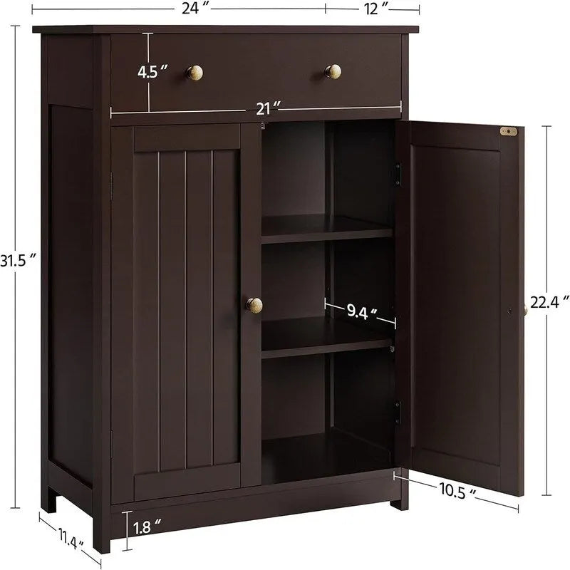 Bathroom Storage Cabinet with Drawer and Adjustable Shelf