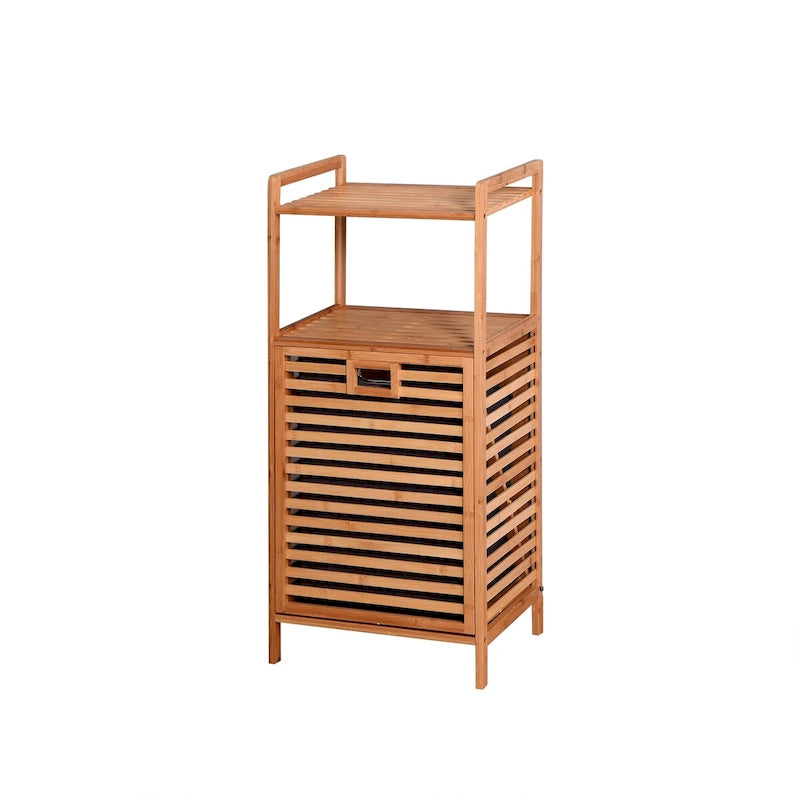 Bamboo Tilt-Out Laundry Hamper Cabinet with 2 Shelves