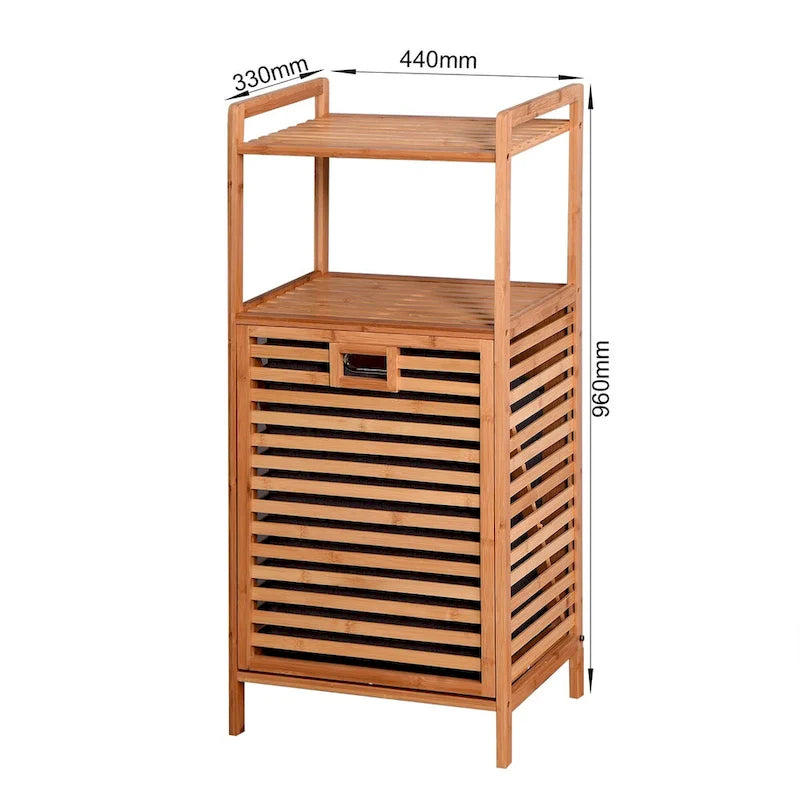 Bamboo Tilt-Out Laundry Hamper Cabinet with 2 Shelves
