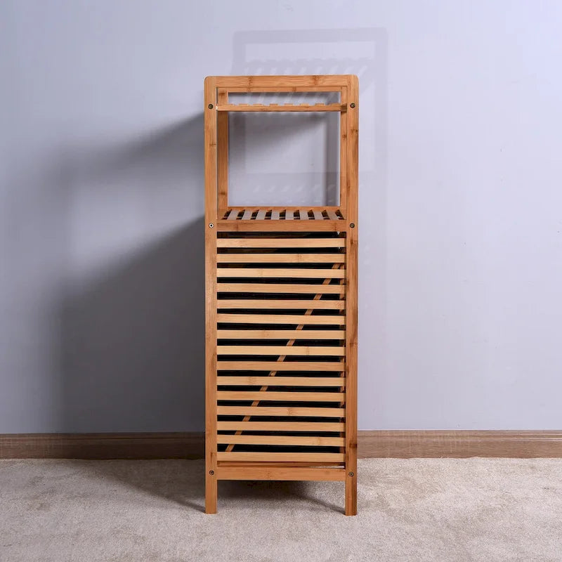 Bamboo Tilt-Out Laundry Hamper Cabinet with 2 Shelves