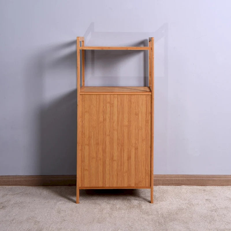 Bamboo Tilt-Out Laundry Hamper Cabinet with 2 Shelves