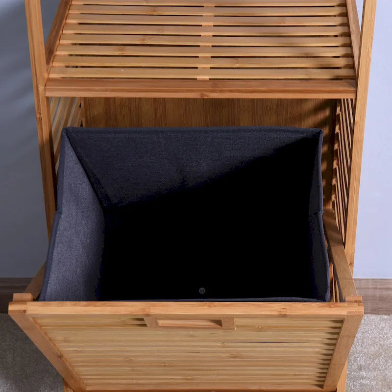 Bamboo Tilt-Out Laundry Hamper Cabinet with 2 Shelves