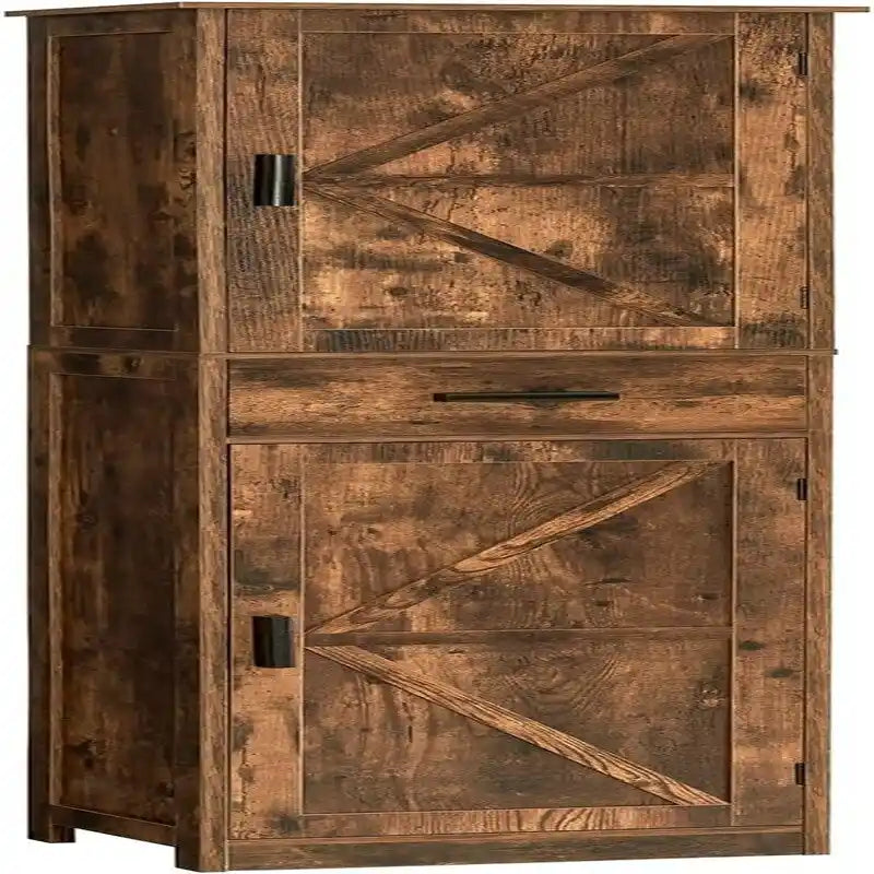 Tall Bathroom Storage Cabinet with 2 Doors and Drawer