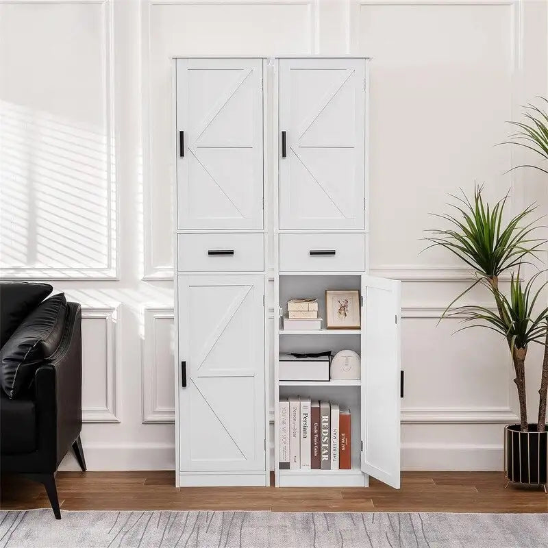 Tall Bathroom Storage Cabinet with 2 Doors and Drawer