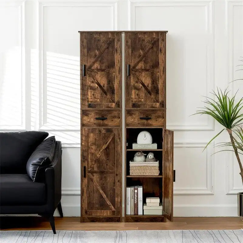 Tall Bathroom Storage Cabinet with 2 Doors and Drawer