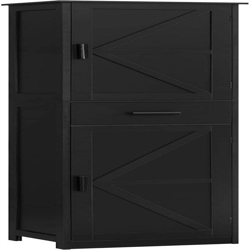 Tall Bathroom Storage Cabinet with 2 Doors and Drawer