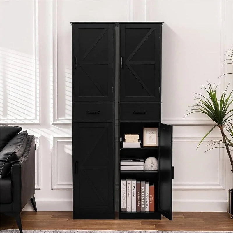 Tall Bathroom Storage Cabinet with 2 Doors and Drawer