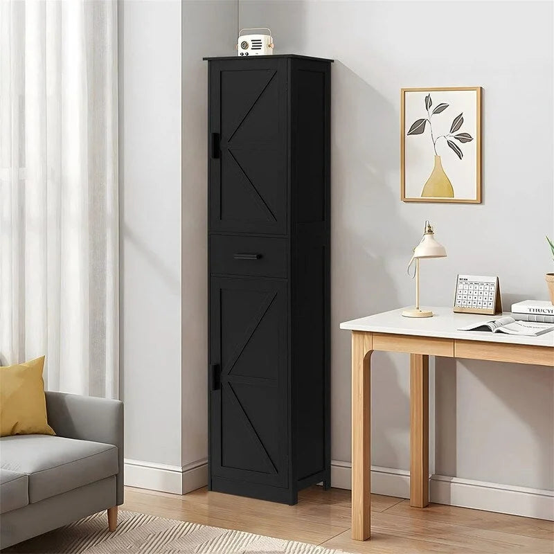 Tall Bathroom Storage Cabinet with 2 Doors and Drawer