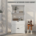 Farmhouse Bathroom Storage Cabinet with Shelves and Drawer