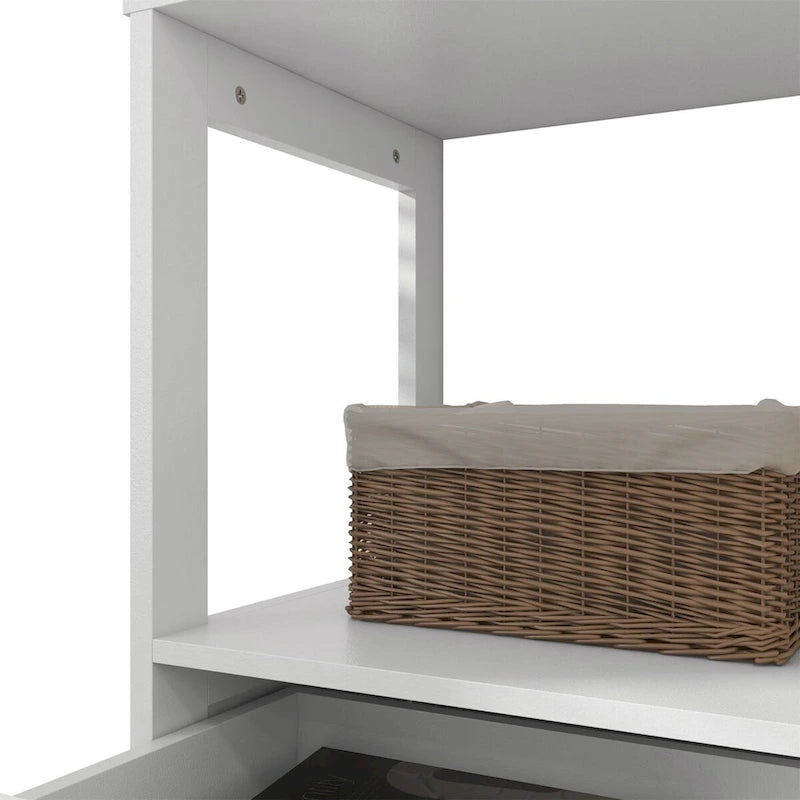 Farmhouse Bathroom Storage Cabinet with Shelves and Drawer