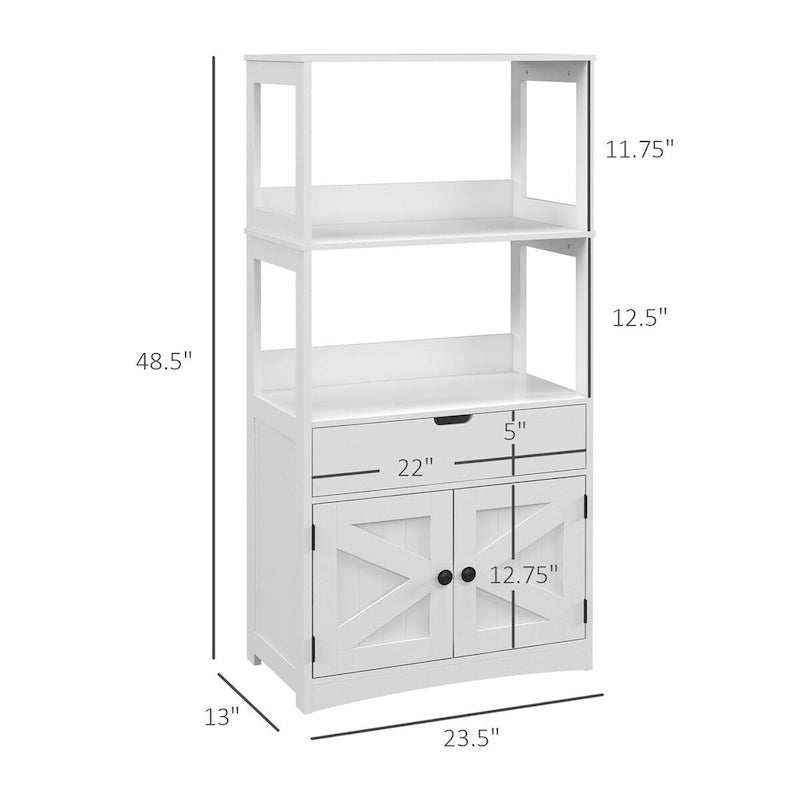 Farmhouse Bathroom Storage Cabinet with Shelves and Drawer