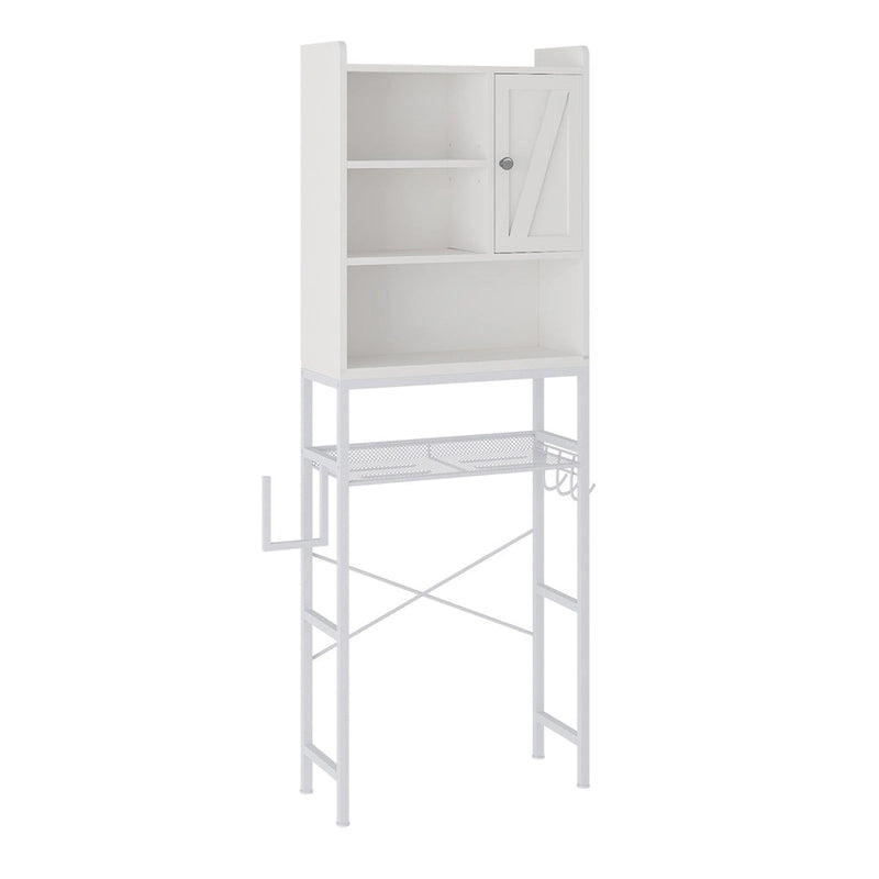 Over-the-Toilet Storage Organizer with Cabinet and Adjustable Shelf