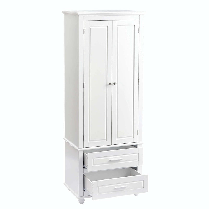 Tall Bathroom Storage Cabinet with 2 Drawers and Adjustable Shelf