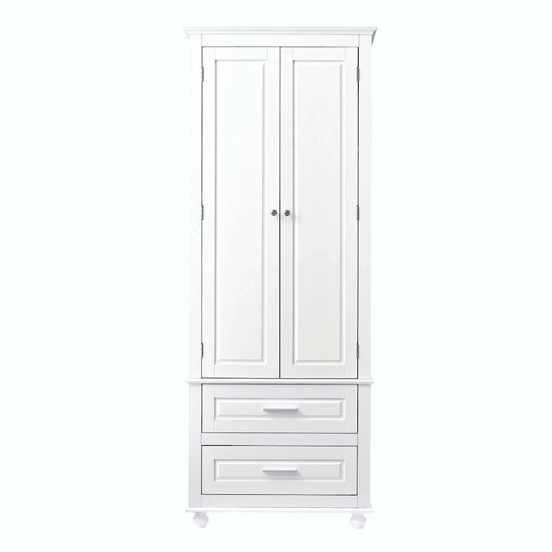 Tall Bathroom Storage Cabinet with 2 Drawers and Adjustable Shelf