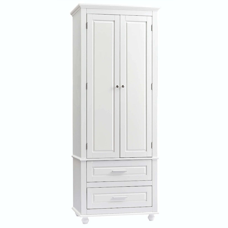 Tall Bathroom Storage Cabinet with 2 Drawers and Adjustable Shelf
