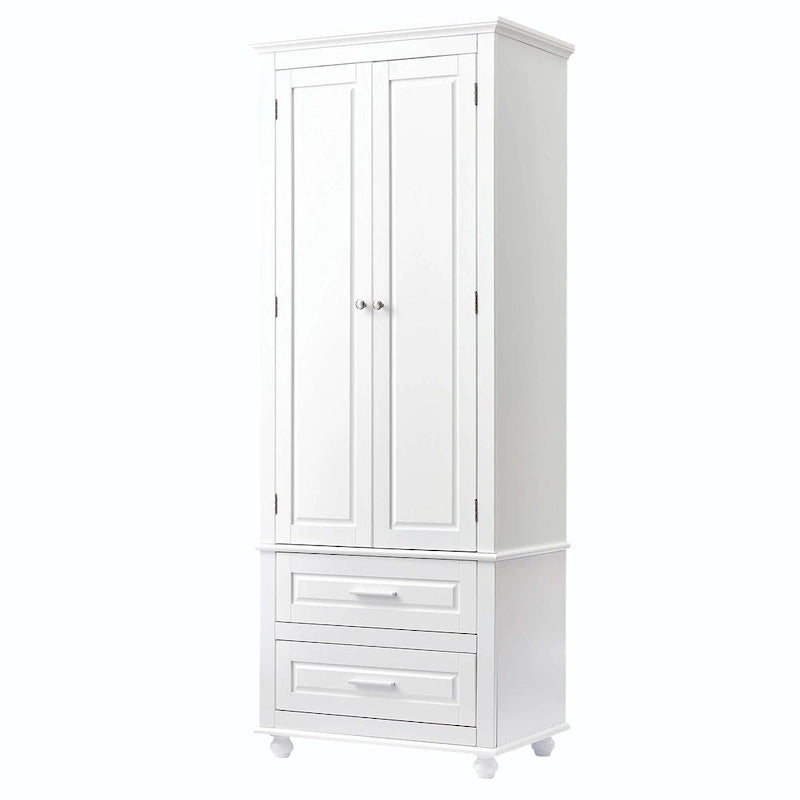 Tall Bathroom Storage Cabinet with 2 Drawers and Adjustable Shelf