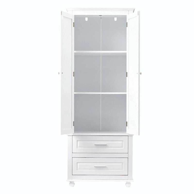 Tall Bathroom Storage Cabinet with 2 Drawers and Adjustable Shelf