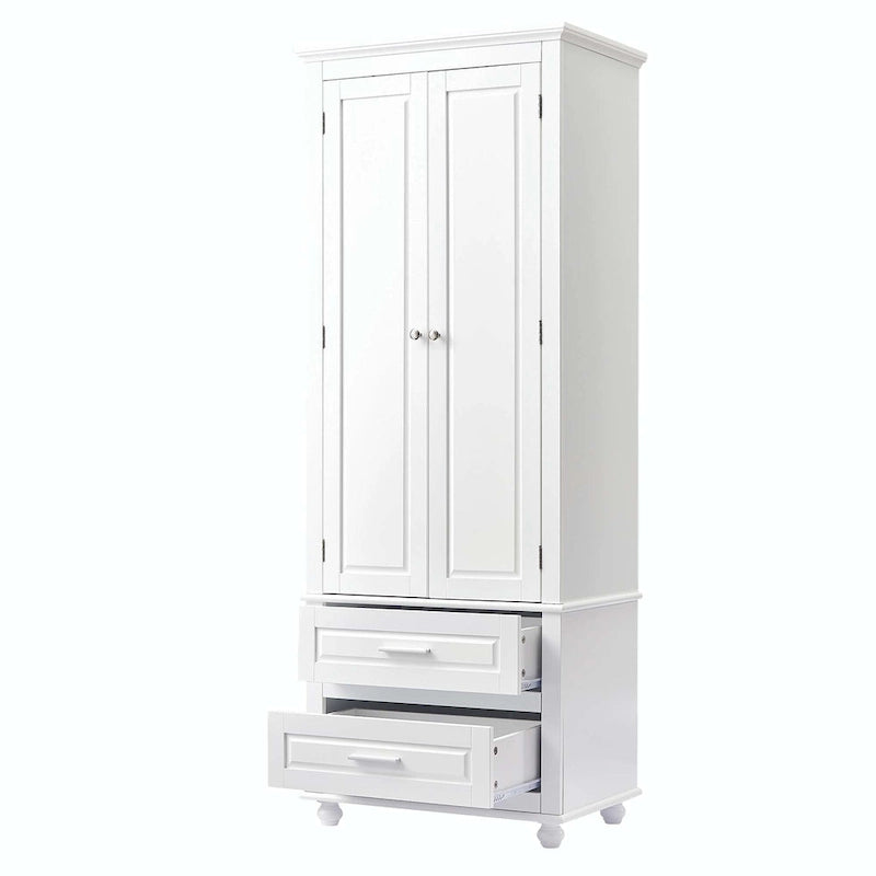 Tall Bathroom Storage Cabinet with 2 Drawers and Adjustable Shelf