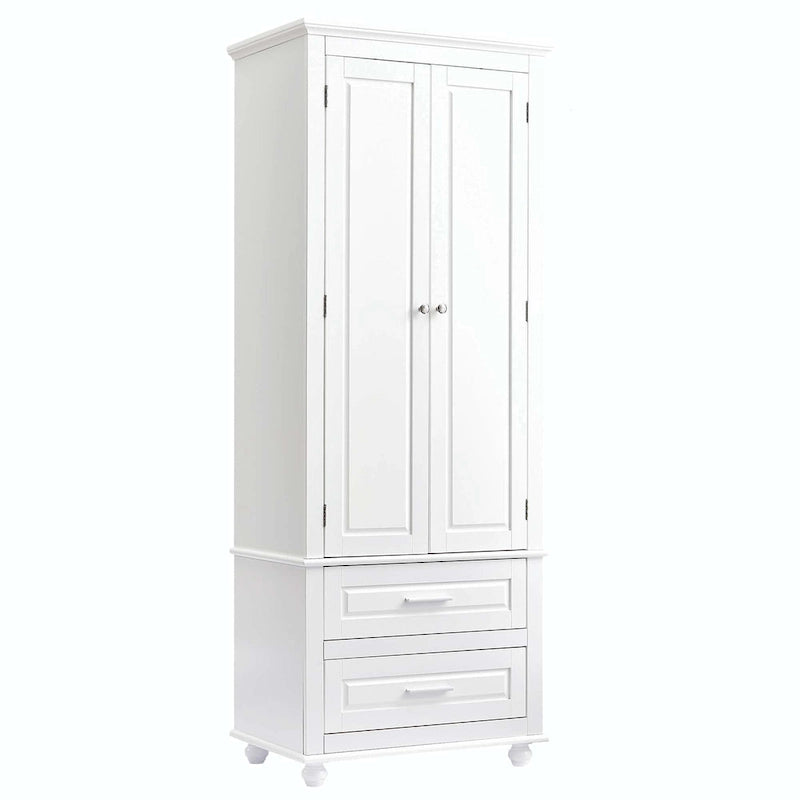 Tall Bathroom Storage Cabinet with 2 Drawers and Adjustable Shelf