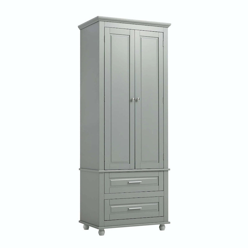 Tall Bathroom Storage Cabinet with 2 Drawers and Adjustable Shelf