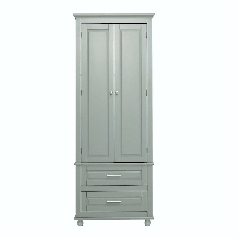 Tall Bathroom Storage Cabinet with 2 Drawers and Adjustable Shelf