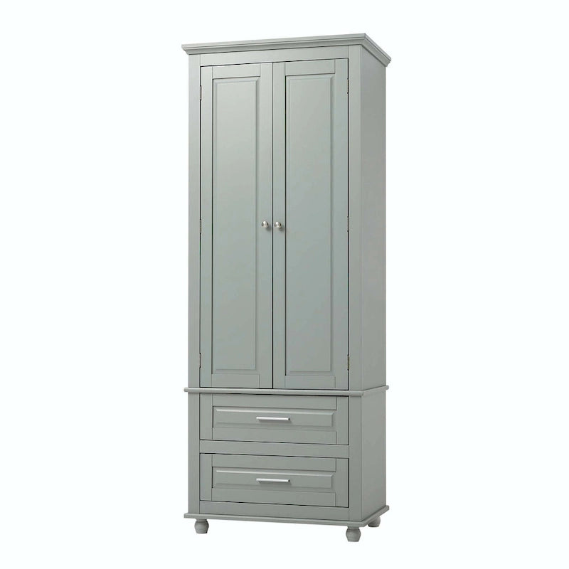 Tall Bathroom Storage Cabinet with 2 Drawers and Adjustable Shelf