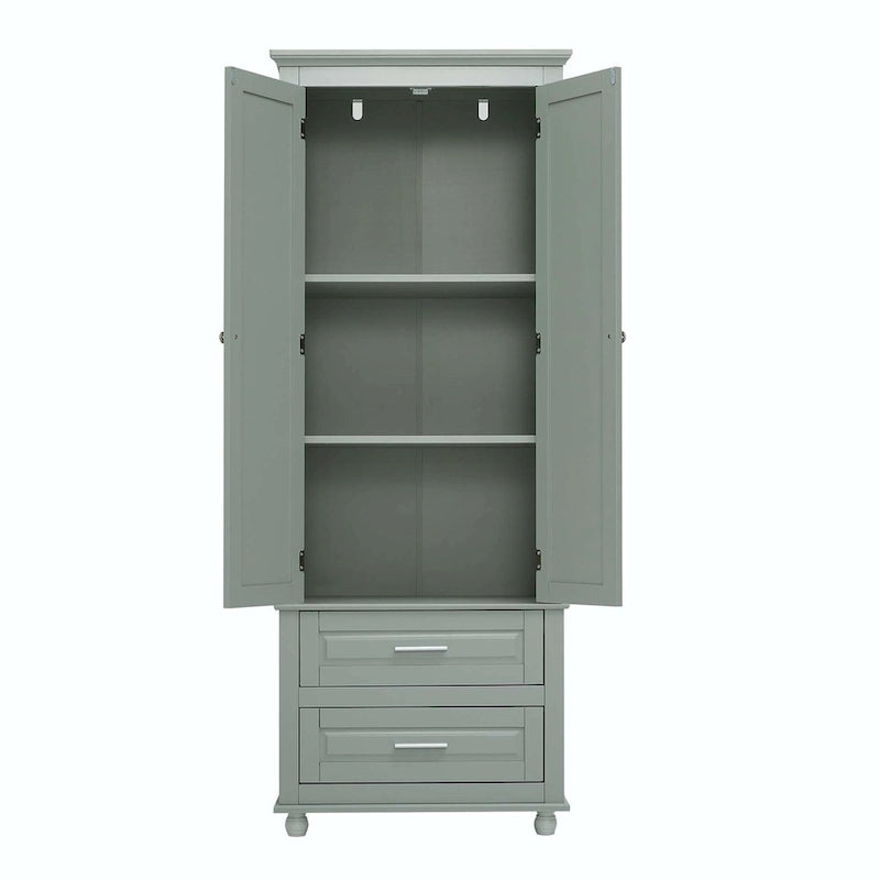 Tall Bathroom Storage Cabinet with 2 Drawers and Adjustable Shelf