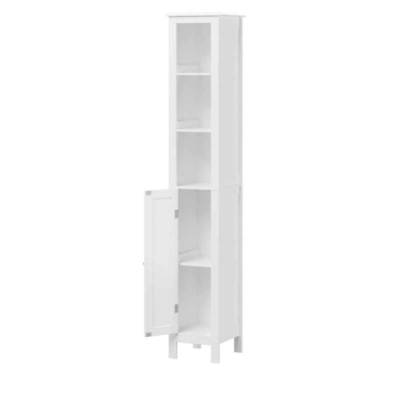 Tall White Bathroom Storage Cabinet with 3 Adjustable Shelves