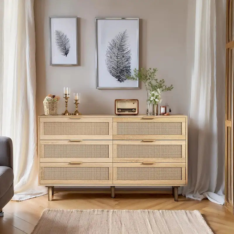 6-Drawer Rattan Storage Cabinet