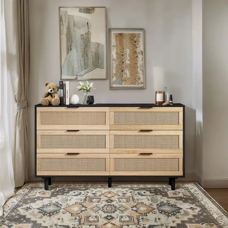 6-Drawer Rattan Storage Cabinet