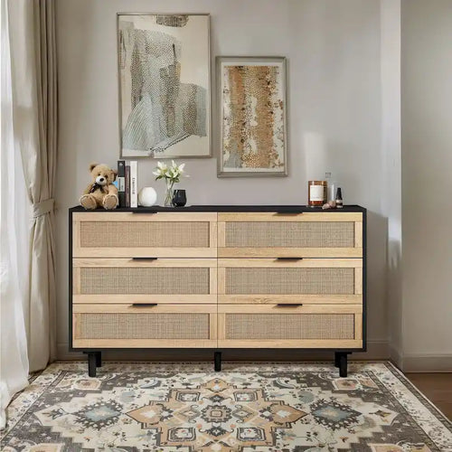 6-Drawer Rattan Storage Cabinet