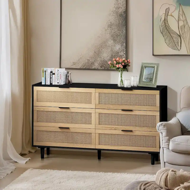 6-Drawer Rattan Storage Cabinet