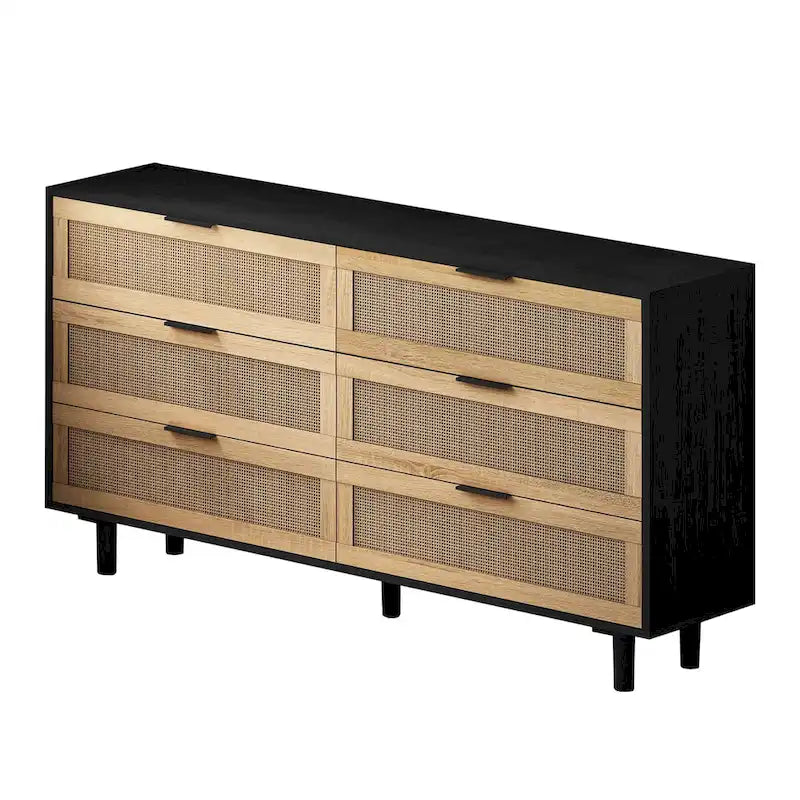 6-Drawer Rattan Storage Cabinet