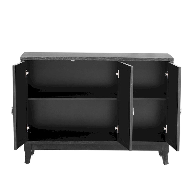 3-Door Mirrored Sideboard with Adjustable Shelves