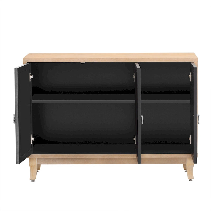 3-Door Mirrored Sideboard with Adjustable Shelves