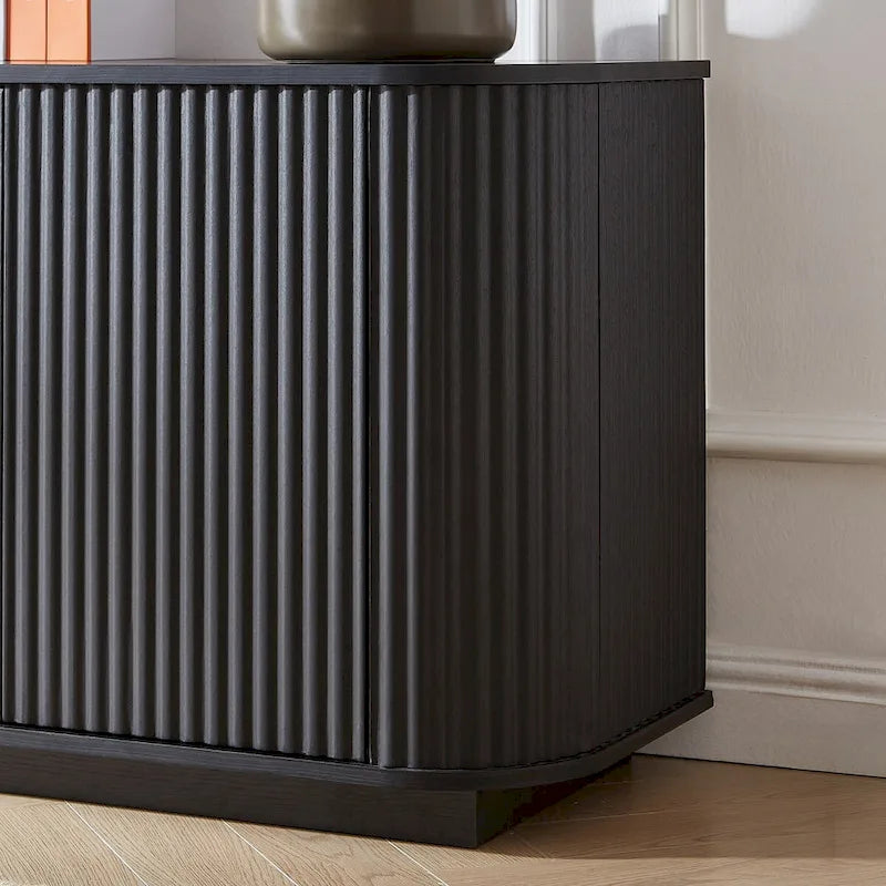Wave-Pattern Wooden Storage Cabinet with Curved Sides