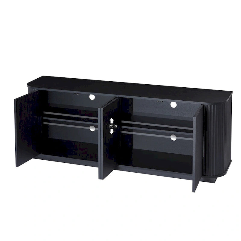 Wave-Pattern Wooden Storage Cabinet with Curved Sides